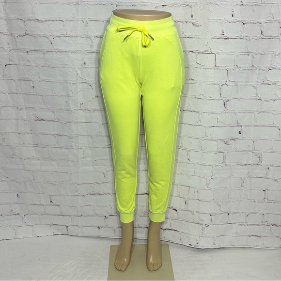 Lululemon Sz 4 Scuba Neon Yellow High Rise French Terry Jogger Sweatpants W5EEQS - Picture 2 of 8